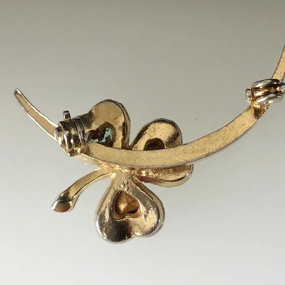 Vintage Clover Leaf Pin Brooch Gold Tone - Picture 5 of 12